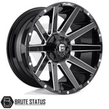Fuel Contra Platinum gloss black milled alloy wheels, premium aftermarket 4x4 wheels available in 20-inch and 22-inch sizes with 6x139.7 bolt pattern.