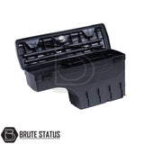 pair of heavy-duty ABS plastic wheel well lock box for fiat fullback, featuring a matte black finish, weather-sealed lid, integrated lock, and swivel-out design for secure, organized truck bed storage.