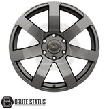 Premium Hawke Summit wheels in matte gunmetal finish featuring 20-inch sizing, 5x120 bolt pattern and performance-inspired styling
