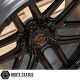 Premium 20-inch Hawke AWD Canti wheel package in matte black with included wheel nuts and spigot rings