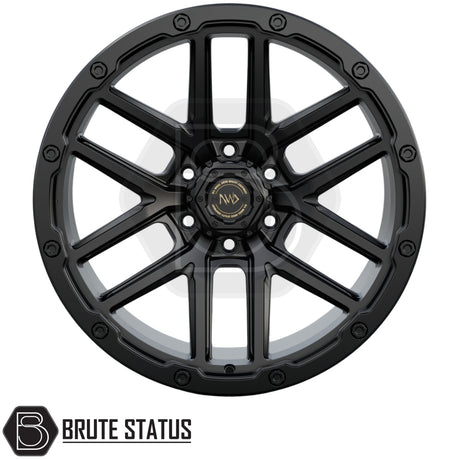 Premium Hawke AWD Canti wheels in matte black with aggressive split-spoke design and ET15 offset
