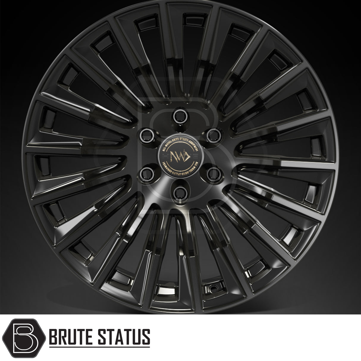 Hawke Wheels Denali XXC alloy rim featuring a central silver logo, designed for customization of pick-up trucks, available in gloss or matt black.