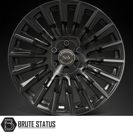 Hawke Wheels Denali XXC alloy rim featuring a central silver logo, designed for customization of pick-up trucks, available in gloss or matt black.