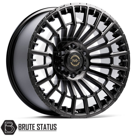 Premium Hawke Nevada wheels available in gloss black or matte black with aggressive off-road styling and ET0 offset