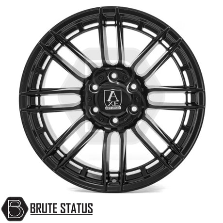 Set of four Axe AT8 20x10 Satin Black alloy wheels with 6x139.7 PCD, ET10 offset, 106mm centre bore, and 1180KG load rating, including wheel nuts and spigot rings. Suitable for vehicles matching specified bolt pattern; contact team for guidance or individual purchase options.