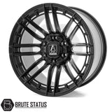Set of four Axe AT8 20x10 Satin Black alloy wheels with 6x139.7 PCD, ET10 offset, 106mm centre bore, and 1180KG load rating, including wheel nuts and spigot rings. Suitable for vehicles matching specified bolt pattern; contact team for guidance or individual purchase options.