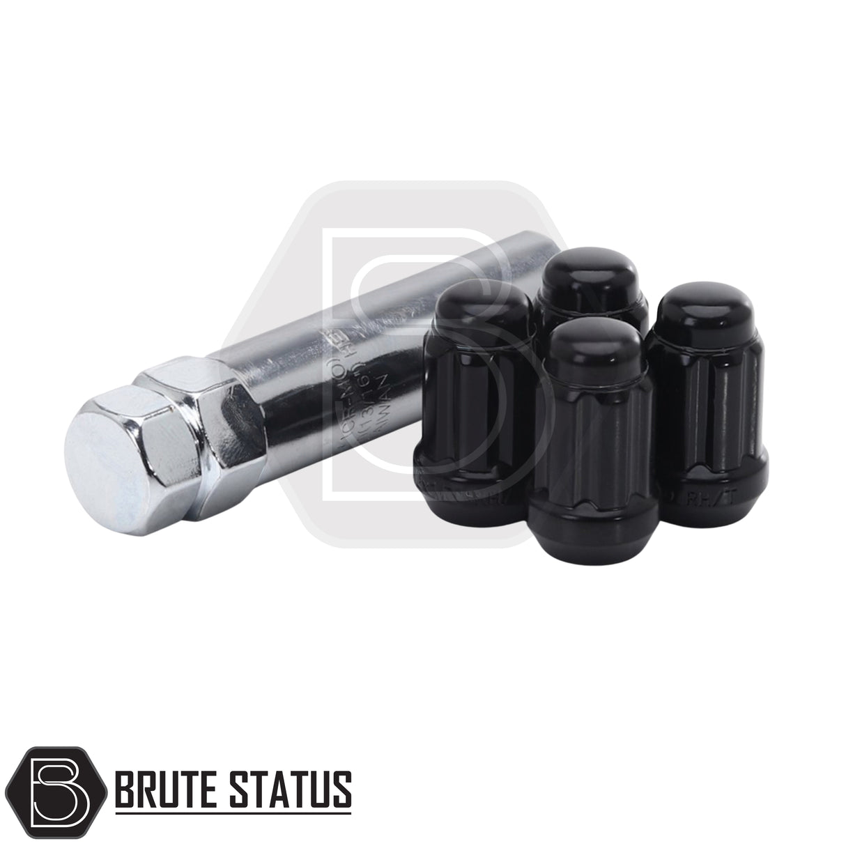 Internal drive wheel nuts and locking nuts set with key, featuring 20 standard nuts and 4 locking nuts for secure wheel fitment