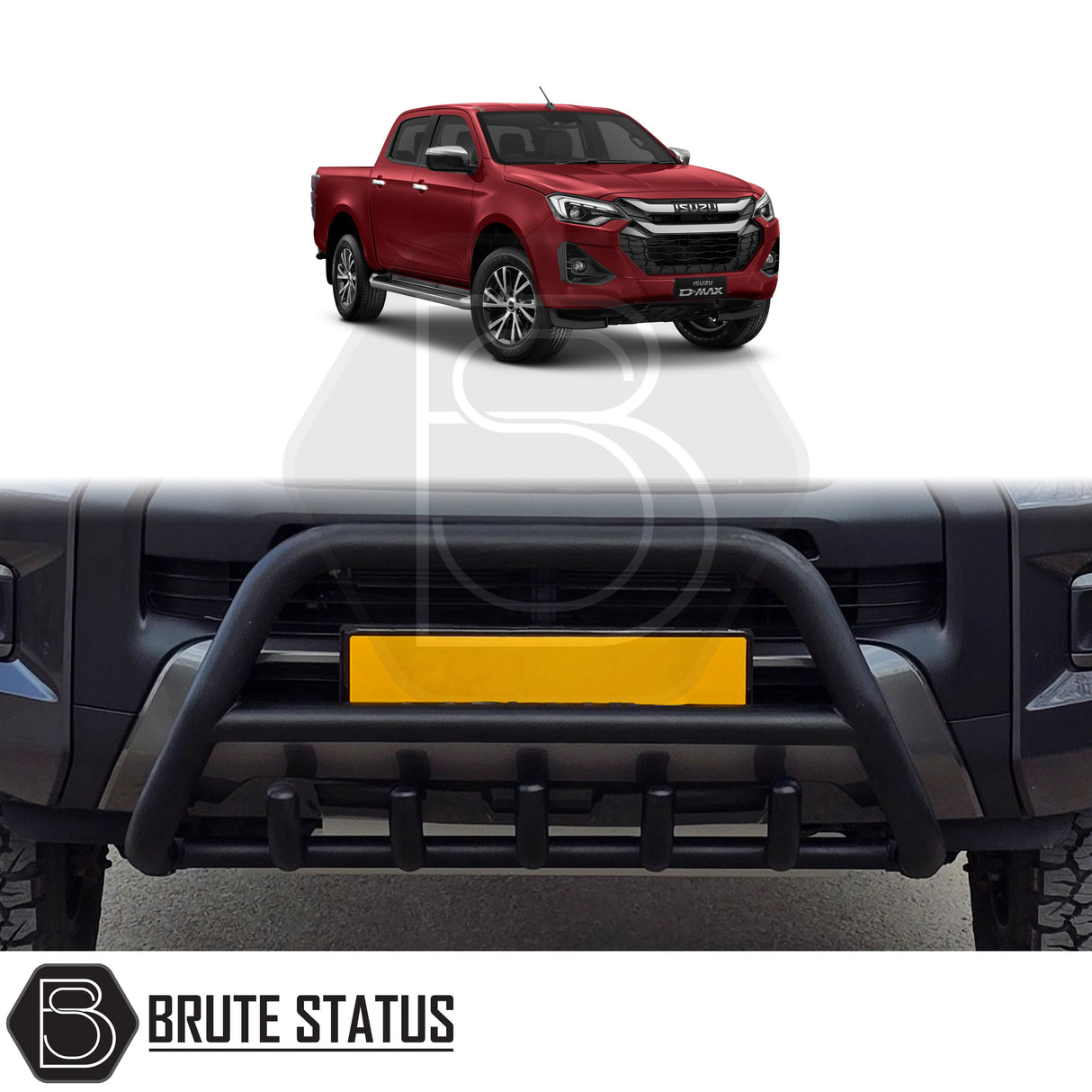 Matte black stainless steel city bar for Isuzu D-Max 2021+ – bumper protection with easy DIY installation and TÜV certification