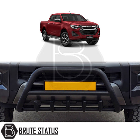 Matte black stainless steel city bar for Isuzu D-Max 2021+ – bumper protection with easy DIY installation and TÜV certification