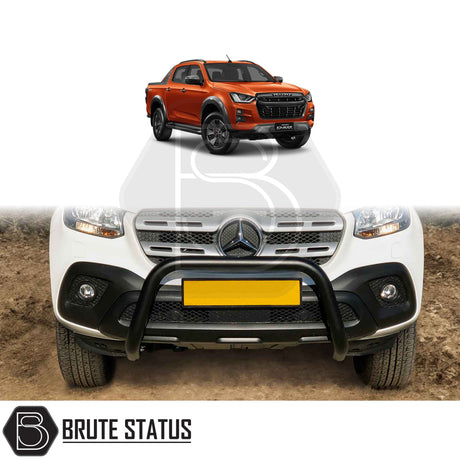 black bull/nudge bar for the isuzu d-max 2021+ pickup truck, showcasing its rugged design and protective build