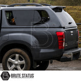 Isuzu D-Max luxury hardtop canopy with lockable sliding windows and integrated roof bar system