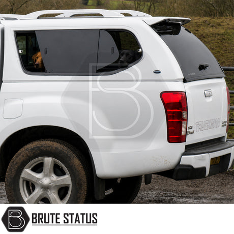 Truckman GLS hardtop canopy for Isuzu D-Max with secure cargo storage and integrated roof bars