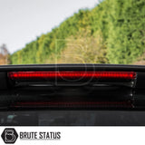 Red LED third brake light by Brute Status on Isuzu D-Max Truckman Grand Hardtop Canopy, showcasing premium design and enhanced security features.