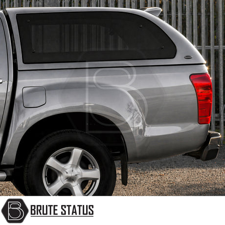 Heavy Duty hardtop cover canopy colour matched fitted to Titanium Silver Isuzu D-Max pickup truck offroad 4x4 vehicle. Suitable for secure overlanding set ups. 