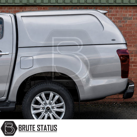Isuzu D-Max L-Series hardtop canopy with sliding bulkhead window and extra load bed storage
