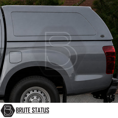 Truckman RS canopy for Isuzu D-Max pickup trucks with clamp-fit installation and tinted rear glass