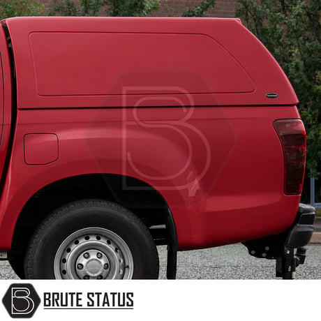 Commercial pickup canopy for Isuzu D-Max with solid-sided security and glazed rear tailgate
