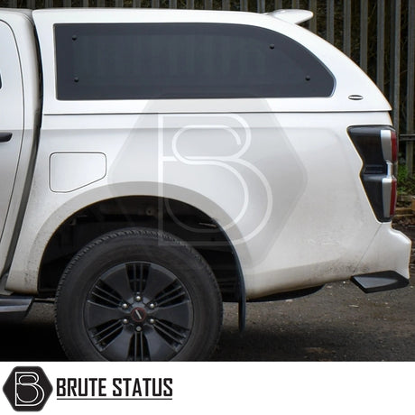Isuzu D-Max 2025+ Truckman Grand Hardtop Canopy - Remote Locking with tinted side window and black alloy wheel, enhancing storage and security.