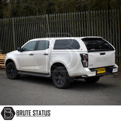 Isuzu D-Max 2025+ Truckman Grand Hardtop Canopy with remote locking, cab-high design, and tinted windows, enhancing storage and security on a double-cab pickup truck.