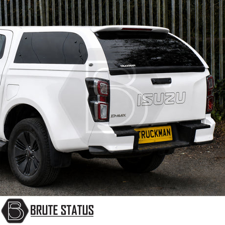Isuzu D-Max 2021-2024 premium hardtop canopy with pop-out side windows and carpet-lined load area