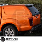 Isuzu D-Max L-Series hardtop canopy with sliding bulkhead window and extra load bed storage