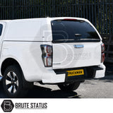 Commercial hardtop for Isuzu D-Max pickup trucks with solid rear panel and TÜV-certified design