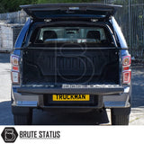 Isuzu D-Max 2021-2024 Truckman RS Hardtop Canopy displayed on truck with open tailgate, highlighting its secure and versatile cargo bed design.
