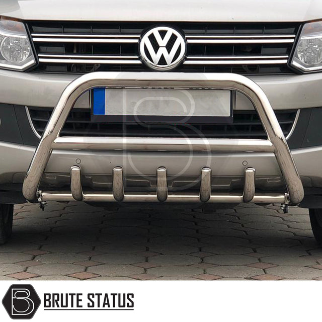 Stainless steel city bar for 2017-2022 Volkswagen amarok, enhances truck appearance and bumper protection; easy DIY installation with no drilling required, includes all fittings and TÜV certified.