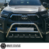 Stainless steel city bar for 2006-2014 Toyota Hilux, enhances truck appearance and bumper protection; easy DIY installation with no drilling required, includes all fittings and TÜV certified.
