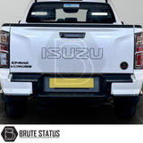 Isuzu D-Max 2021+ load bed rail protector kit – 3-piece ABS plastic set in black, includes left, right, and tailgate protectors with no-drill installation and 3M adhesive tape