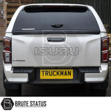 Isuzu D-Max  Truckman GLS Hardtop Canopy with remote locking, featuring lockable sliding windows and a spoiler, fitted on a white Isuzu D-Max pickup.