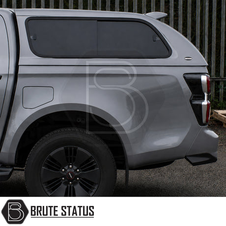 Truckman GLS canopy fitted to Isuzu D-Max pickup truck with sliding side windows and LED brake light