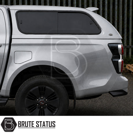 Truckman Grand canopy fitted to Isuzu D-Max pickup truck with pop-out side windows and LED interior light