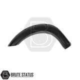 Black ABS fender flares for Isuzu D-Max 2016-2019 post-facelift, enhances muscular appearance, reversible installation, no drilling required, double cab compatible.