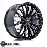 JR Wheels JRX12 alloy wheel in Black with Machined Tinted Face, 20x9 size, PCD 6x139.7 or 6x114.3, offset ET20, centre bore 110 (6x139.7) or 66.1 (6x114.3). Comes as a set of 4 with correct spigot rings and includes wheel nuts.
