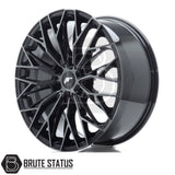 JR Wheels JRX12 alloy wheel in Black with Machined Tinted Face, 20x9 size, PCD 6x139.7 or 6x114.3, offset ET20, centre bore 110 (6x139.7) or 66.1 (6x114.3). Comes as a set of 4 with correct spigot rings and includes wheel nuts.
