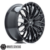 JR Wheels JRX12 alloy wheel in Black with Machined Tinted Face, 20x9 size, PCD 6x139.7 or 6x114.3, offset ET20, centre bore 110 (6x139.7) or 66.1 (6x114.3). Comes as a set of 4 with correct spigot rings and includes wheel nuts.
