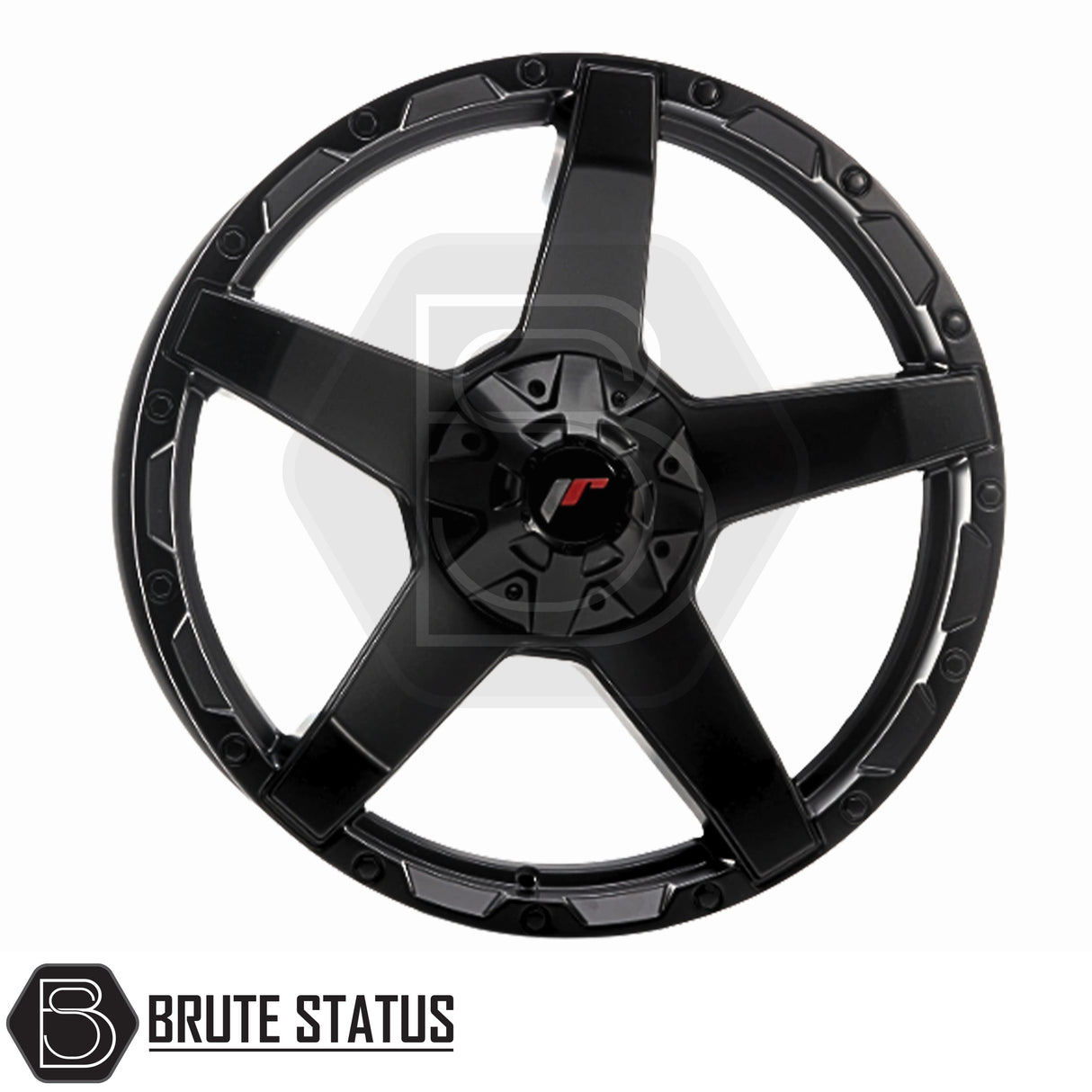 JR Wheels JRX5 alloy wheel in Matt Black, available in sizes 18x9 ET20 6x139.7, 18x9 ET15 6x114.3, 20x9 ET20 6x139.7, 20x9 ET20 5x120, and 20x9 ET20 6x114.3. Includes compatible wheel nuts.