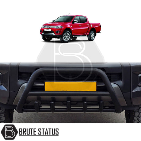 Matte black stainless steel city bar for Mitsubishi L200 Series 4 2006-2014 – bumper protection with easy DIY installation and TÜV certification