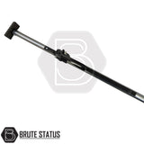 Galvanised cargo load bar with rubberised end pads and quick-adjust ratchet mechanism for secure load restraint