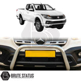Chrome A-Bar nudge bar for Fiat Fullback pickup truck (2015-2019), designed for bumper protection and enhanced styling.