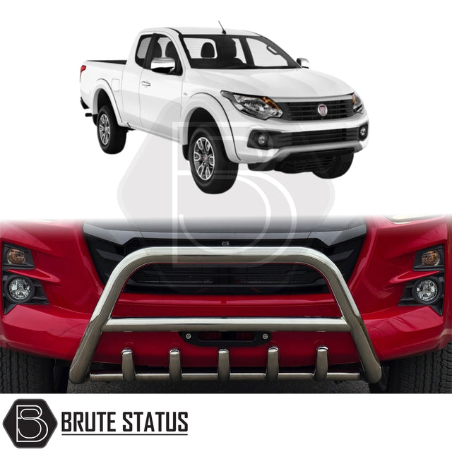 Chrome A-Bar nudge bar for Fiat Fullback pickup truck (2015–2019), designed for bumper protection and enhanced styling.
