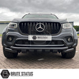 Matte black T304 stainless steel city bar for Mercedes X-Class – enhances truck appearance and bumper protection, easy no-drill DIY installation, TÜV certified.