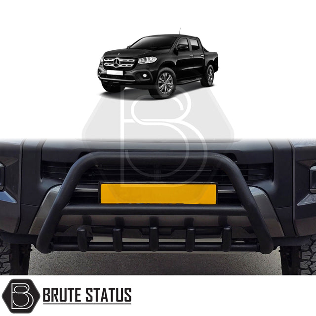 Matte black stainless steel city bar for Mercedes X-Class – bumper protection with easy DIY installation and TÜV certification