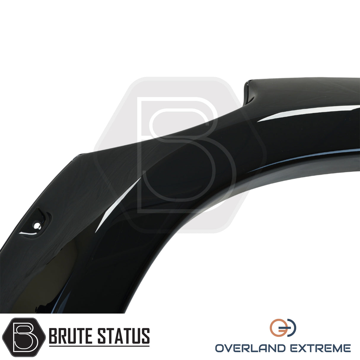 Overland Extreme Mercedes X-Class wheel arch extension kit with gloss black finish and weather-tight rubber seal mounting system.