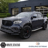 Mercedes X-Class 2017-2020 Overland Extreme arch flares in gloss black, premium aftermarket styling upgrade with riveted design.