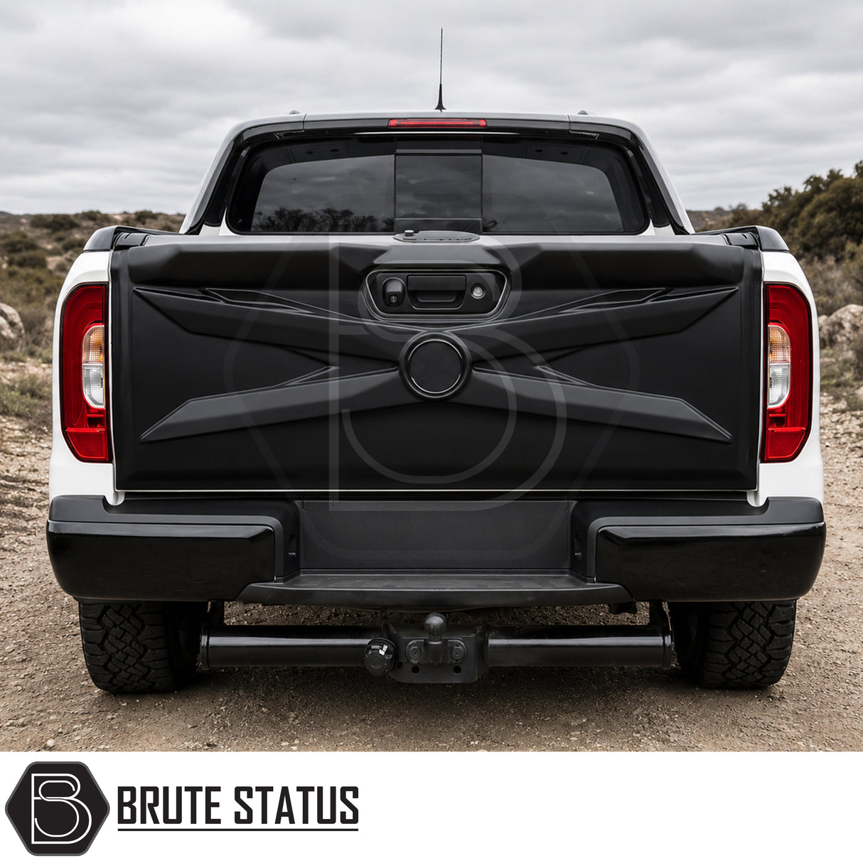 Mercedes X-Class 2017-2020 full tailgate protector in matte black ABS plastic with durable scratch-resistant cladding and no-drill installation