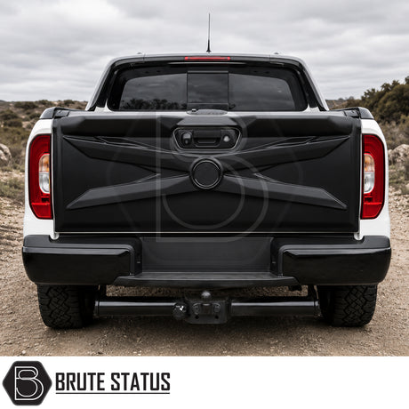 Mercedes X-Class 2017-2020 full tailgate protector in matte black ABS plastic with durable scratch-resistant cladding and no-drill installation