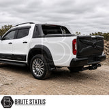 Matte black tailgate cladding cover for Mercedes X-Class 2017-2020 designed to protect against scratches, dents and everyday wear