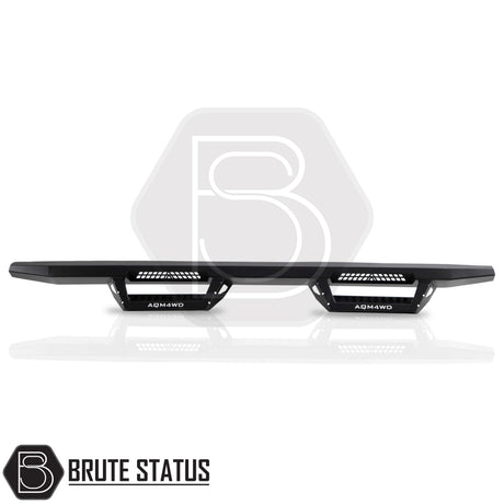 Matte black heavy duty carbon steel powder coated side steps with mounting hardware and instructions for easy and straightforward installation into existing points. 